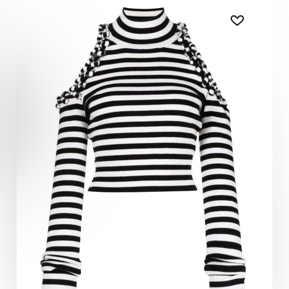 MONSE TOP OFF SHOULDERS BLACK AND WHITE LONG SLEEVE! BRAND NEW! SOLD OUT!◾️⬛️